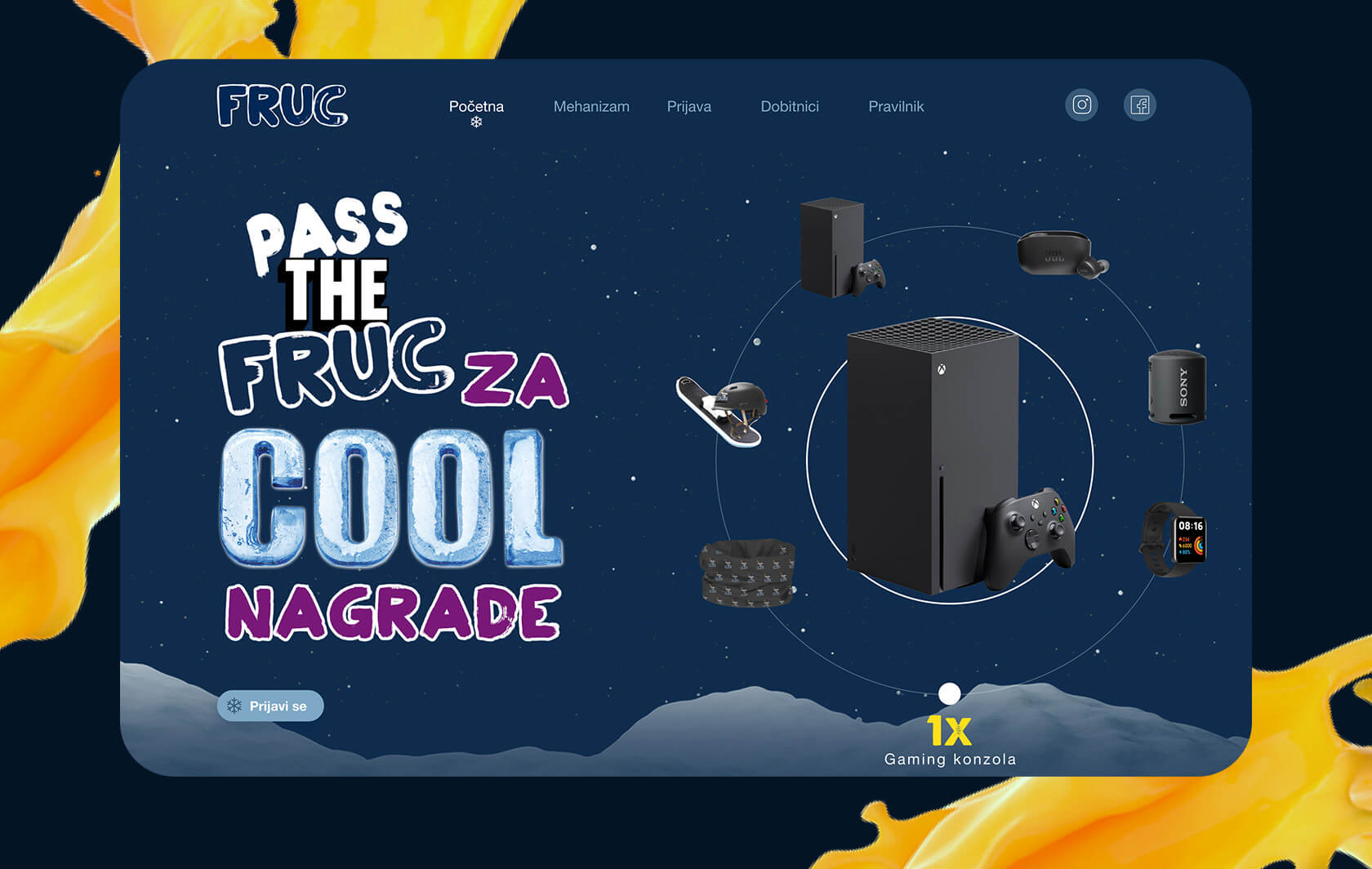 Creation of a micro site for the prize game - Pass the Fruc - Mineweb Studio