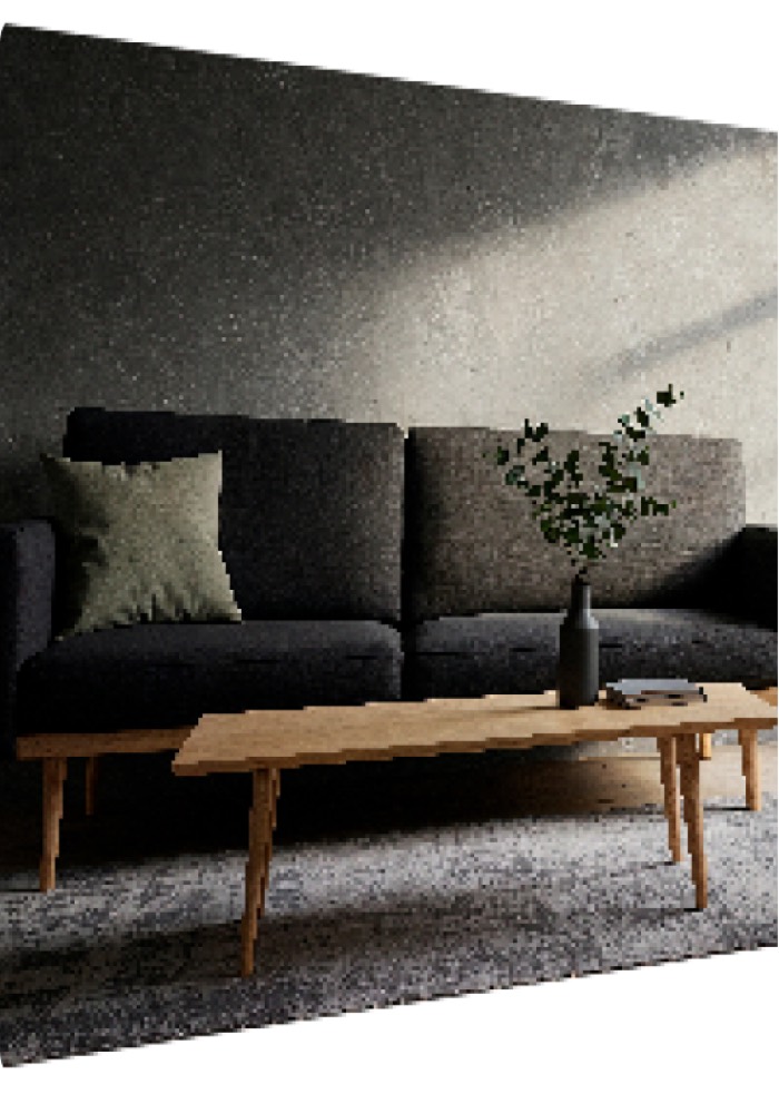 Black sofa in a modern interior