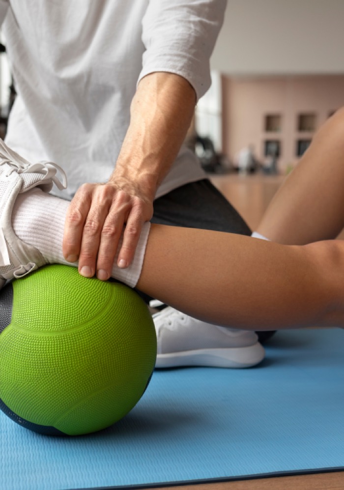 Assisted exercise with a green stability ball
